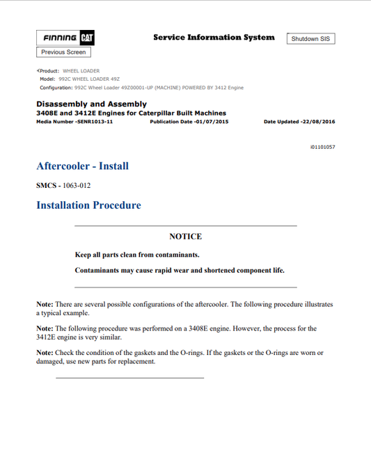 Caterpillar Cat 992C Wheel Loader Service and Repair Manual PDF | S/N 49Z