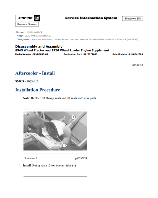 Caterpillar Cat 992G Wheel Loader Service and Repair Manual PDF | S/N ADZ