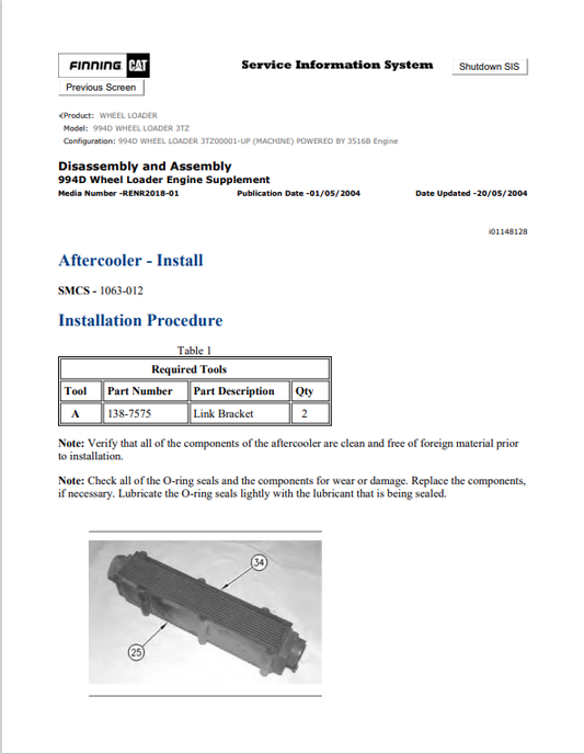 Caterpillar Cat 994D Wheel Loader Service and Repair Manual PDF | S/N 3TZ