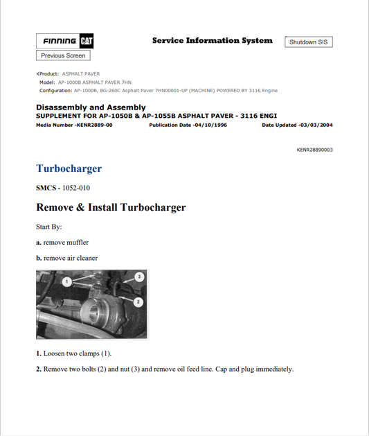 Caterpillar Cat AP-1000B Asphalt Paver Service and Repair Manual PDF | S/N 7HN