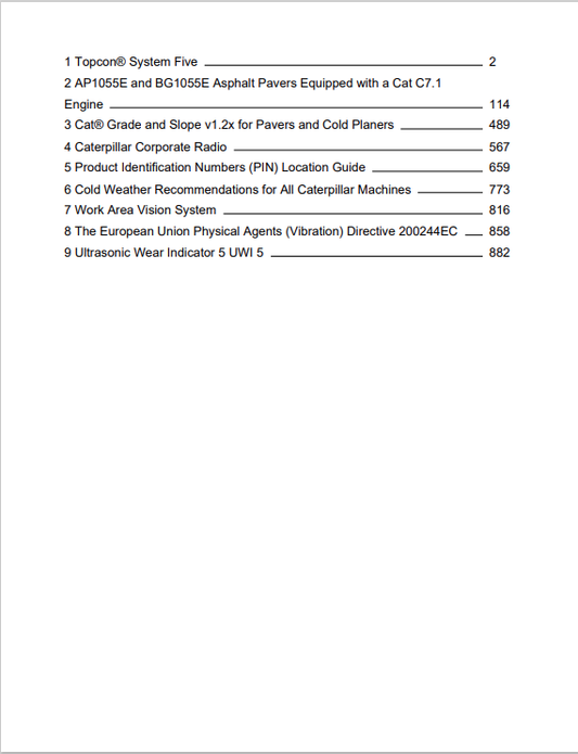 Caterpillar Cat AP-1055E Asphalt Paver Operation and Maintenance Manual PDF | S/N TJF