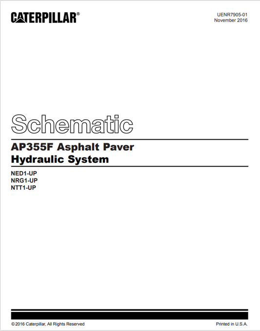 Caterpillar Cat AP355F Asphalt Paver Electrical And Hydraulics Schematic Manual PDF | S/N NED
