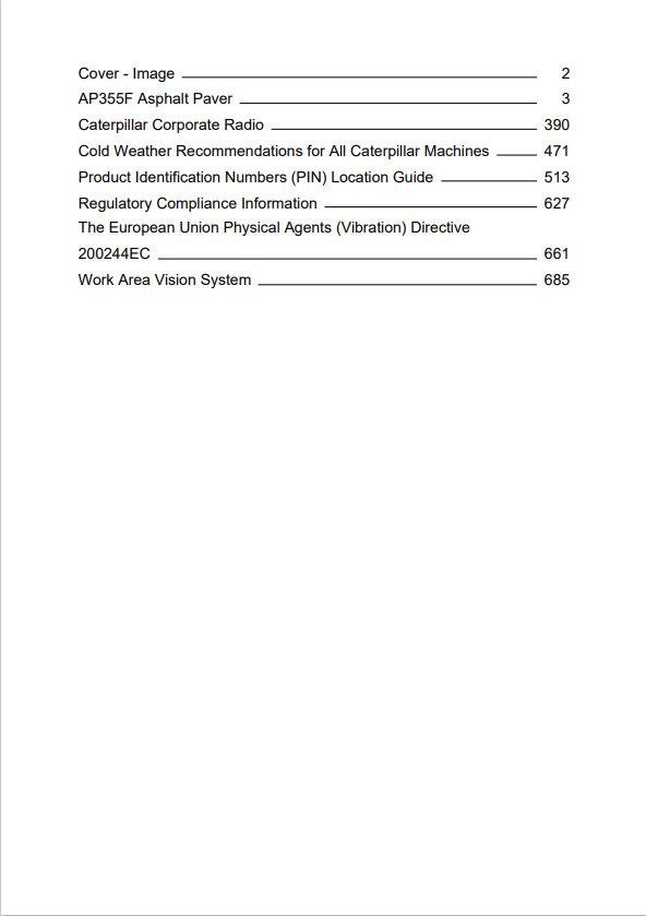Caterpillar Cat AP355F Asphalt Paver Operation and Maintenance Manual PDF | S/N NTT