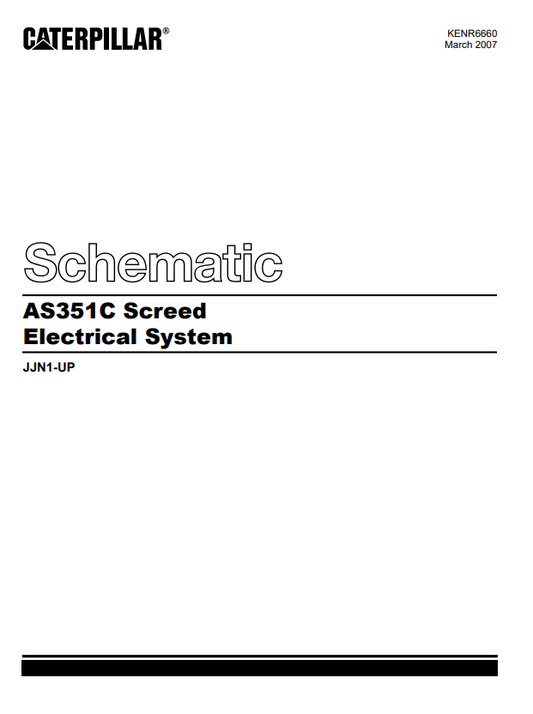 Caterpillar Cat AS3251C Asphalt Screed Electrical And Hydraulic Schematic Manual PDF | S/N JJN