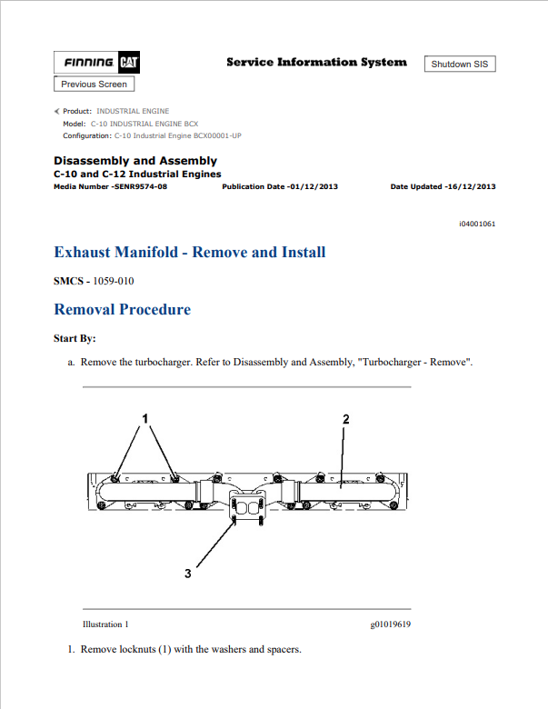 Caterpillar Cat C-10 Industrial Engine Service and Repair Manual PDF | S/N BCX