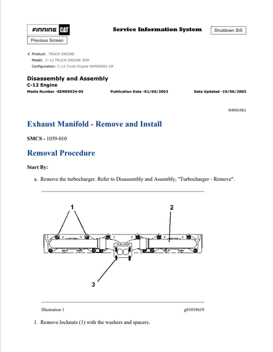 Caterpillar Cat C-12 Truck Engine Service and Repair Manual PDF | S/N 9SM