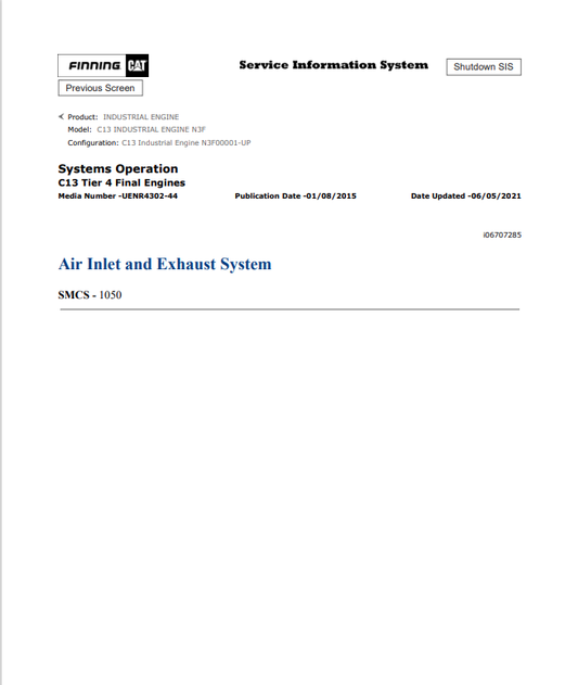 Caterpillar Cat C13 Industrial Engine Service And Repair Manual PDF | S/N N3F