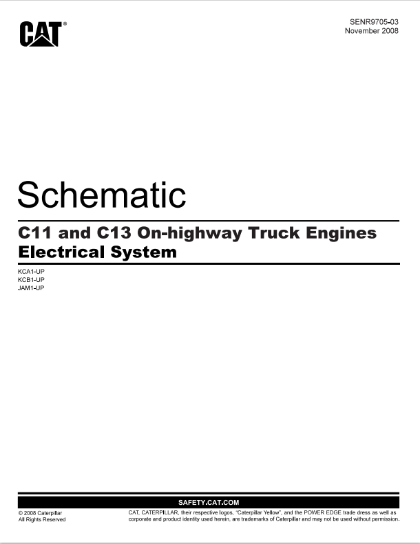 Caterpillar Cat C13 Truck Engine Electrical And Hydraulics Schematic Manual PDF | S/N KCB