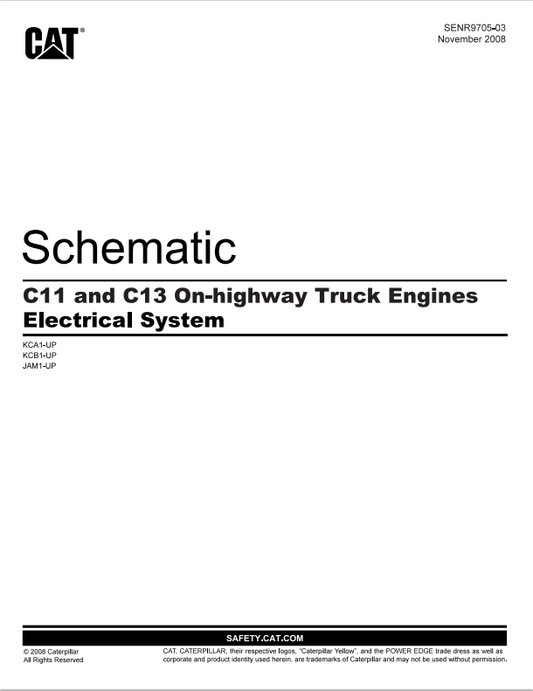 Caterpillar Cat C13 Truck Engine Electrical And Hydraulics Schematic Manual PDF | S/N KCB