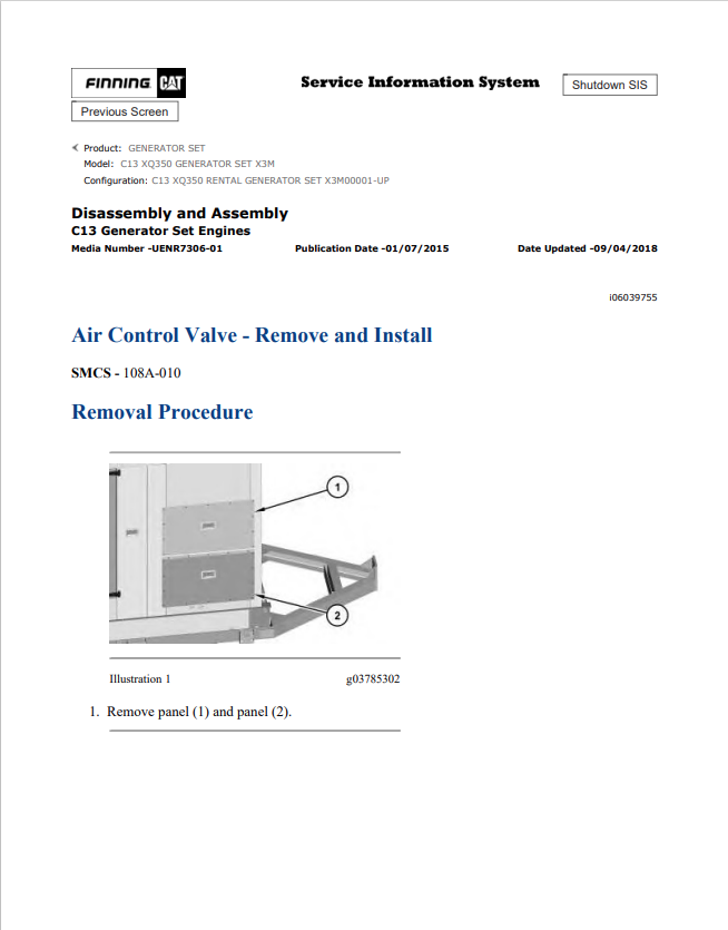 Caterpillar Cat C13 XQ350 Generator Set Service and Repair Manual PDF | S/N X3M