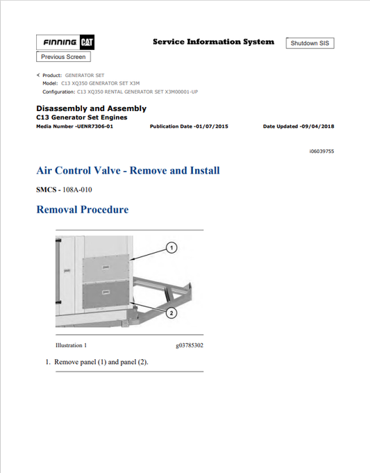 Caterpillar Cat C13 XQ350 Generator Set Service and Repair Manual PDF | S/N X3M