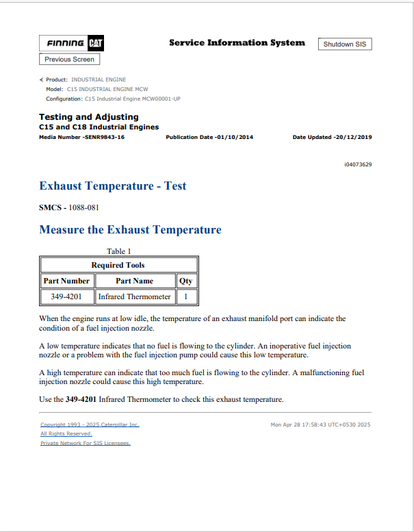 Caterpillar Cat C15 Industrial Engine Service And Repair Manual PDF | S/N MCW