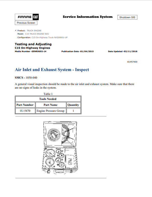 Caterpillar Cat C15 Truck Engine Service and Repair Manual PDF | S/N NXS
