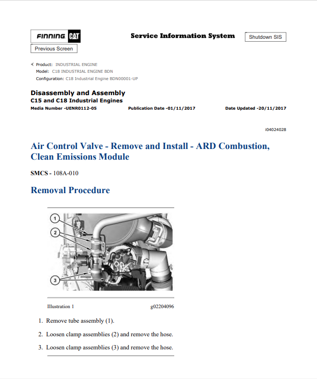 Caterpillar Cat C18 Industrial Engine Service and Repair Manual PDF | S/N BDN