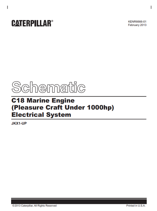 Caterpillar Cat C18 Marine Engine Electrical and Hydraulic Schematic Manual PDF | S/N JKX