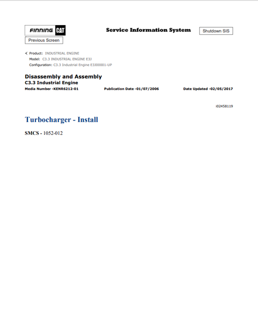 Caterpillar Cat C3.3 Industrial Engine Service and Repair Manual PDF | S/N E3J