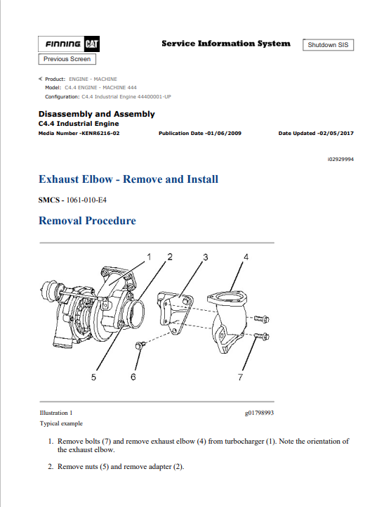 Caterpillar Cat C4.4 Engine - Machine Service and Repair Manual PDF | S/N 444