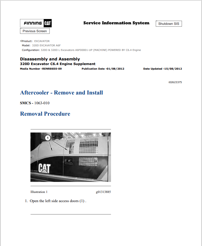 Caterpillar Cat C6.4 Engine - Machine Service and Repair Manual PDF | S/N GDC, A6F