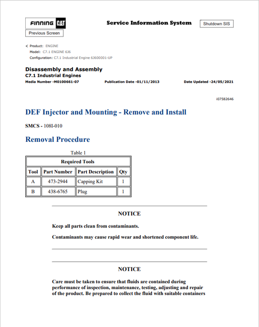Caterpillar Cat C7.1 Engine Service and Repair Manual PDF | S/N 6J6