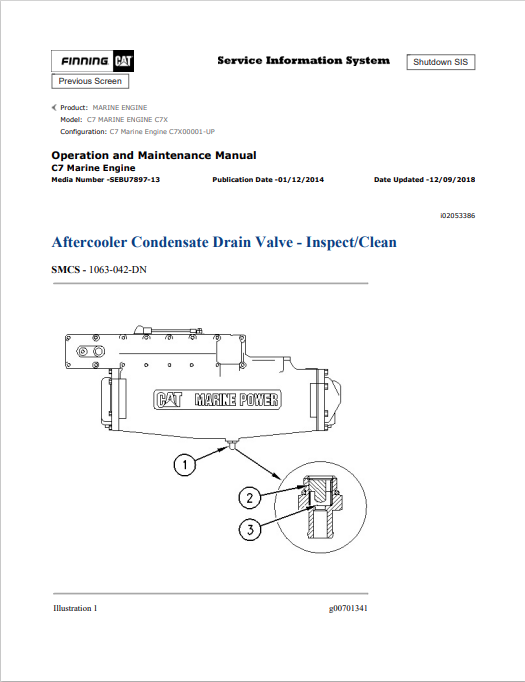 Caterpillar Cat C7 Marine Engine Operation And Maintenance Manual PDF | S/N C7X
