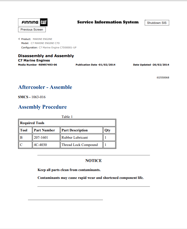Caterpillar Cat C7 Marine Engine Service and Repair Manual PDF | S/N C7D