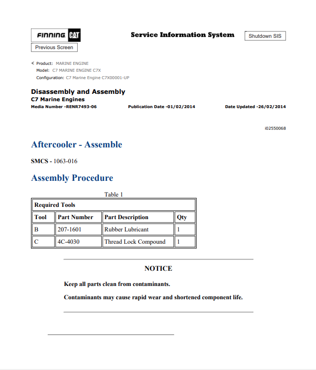 Caterpillar Cat C7 Marine Engine Service and Repair Manual PDF | S/N C7X