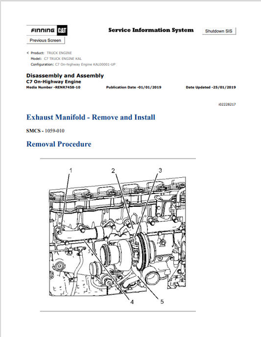 Caterpillar Cat C7 Truck Engine Service and Repair Manual PDF | S/N KAL