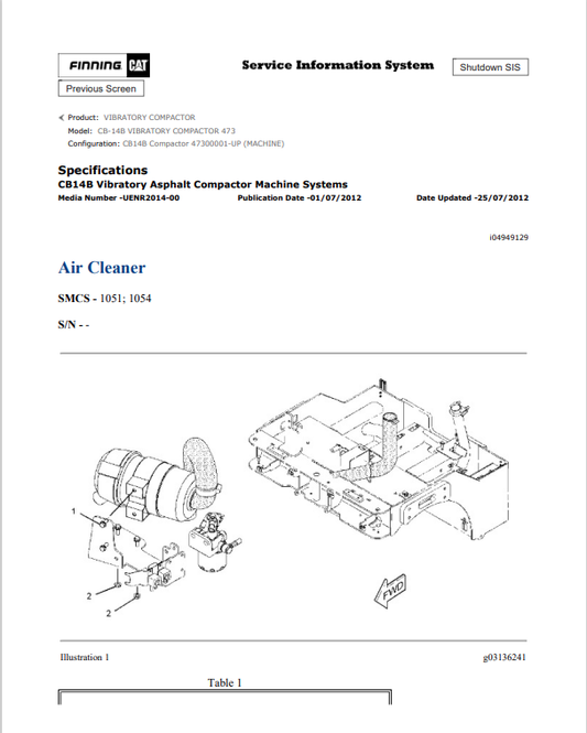 Caterpillar Cat CB-14B Vibratory Compactor Service and Repair Manual PDF | S/N 473