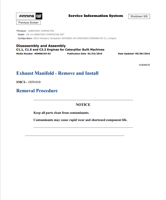 Caterpillar Cat CB-14 Vibratory Compactor Service and Repair Manual PDF | S/N DST