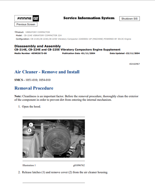 Caterpillar Cat CB-224E Vibratory Compactor Service and Repair Manual PDF | S/N 224
