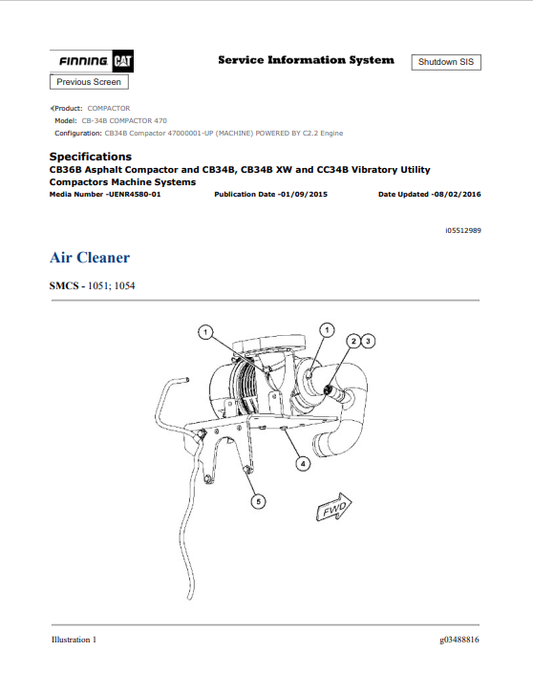 Caterpillar Cat CB-34B Compactor Service and Repair Manual PDF | S/N 470