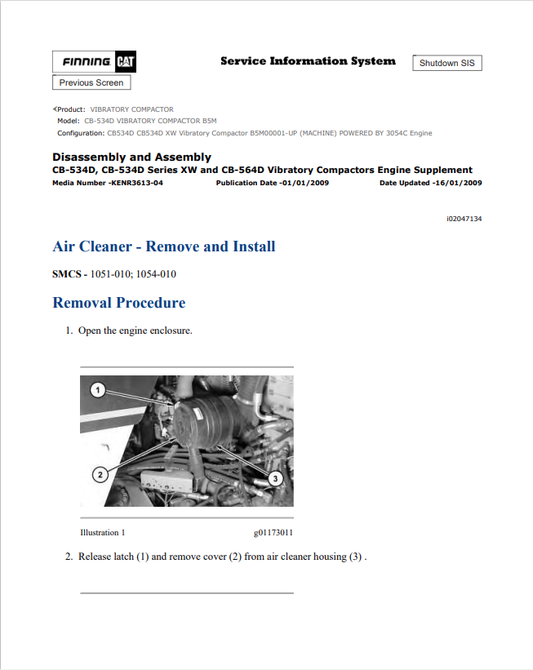 Caterpillar Cat CB-534D Vibratory Compactor Service and Repair Manual PDF | S/N B5M
