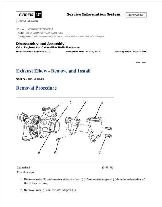 Caterpillar Cat CB-64 Vibratory Compactor Service and Repair Manual PDF | S/N CB5