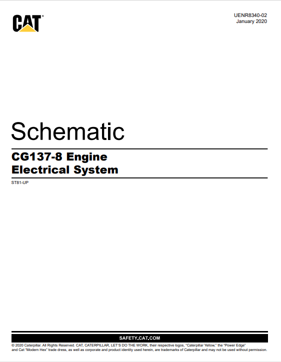 Caterpillar Cat CG137-8 Engine Electrical System Schematic Manual PDF | S/N ST8
