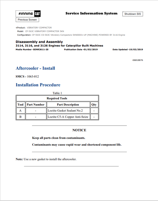 Caterpillar Cat CP-563C Vibratory Compactor Service and Repair Manual PDF | S/N 5KN