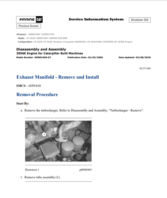 Caterpillar Cat CP-563E Vibratory Compactor Service and Repair Manual PDF | S/N BWE