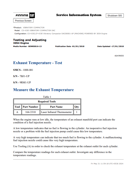 Caterpillar Cat CS-433E Vibratory Compactor Service and Repair Manual PDF | S/N DAC