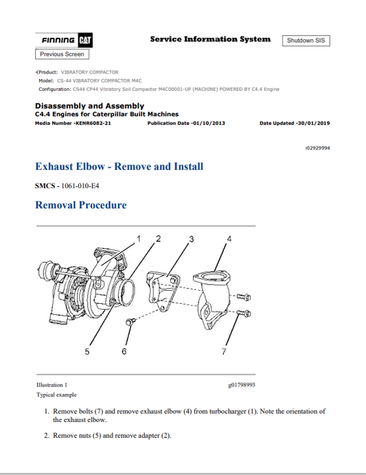 Caterpillar Cat CS-44 Vibratory Compactor Service and Repair Manual PDF | S/N M4C