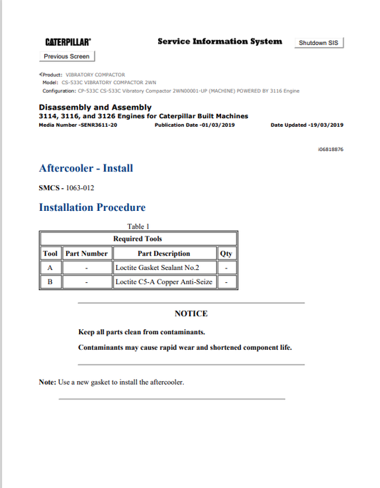 Caterpillar Cat CS-533C Vibratory Compactor Service and Repair Manual PDF | S/N 2WN
