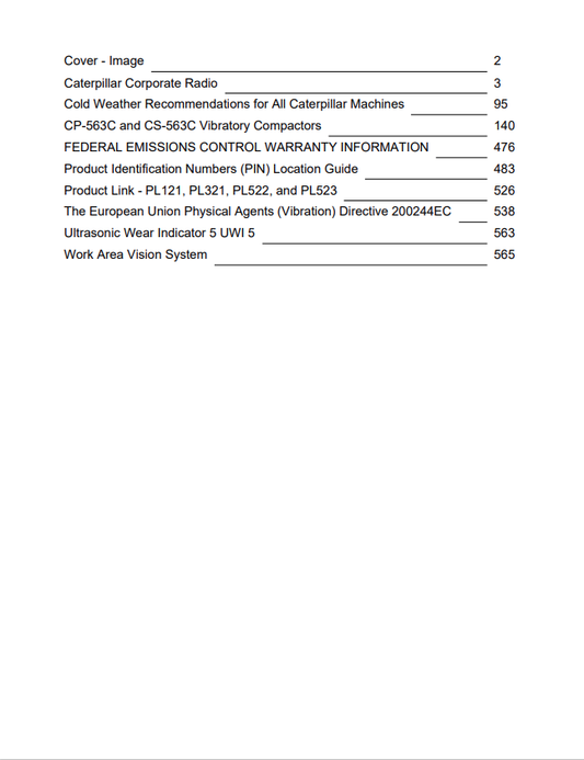 Caterpillar Cat CS-563C Vibratory Compactor Operation and Maintenance Manual PDF | S/N 4LN