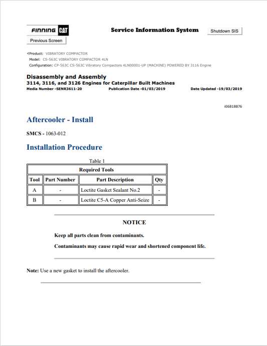 Caterpillar Cat CS-563C Vibratory Compactor Service and Repair Manual PDF | S/N 4LN