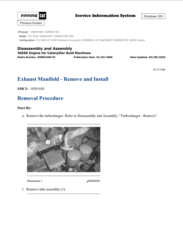 Caterpillar Cat CS-563E Vibratory Compactor Service and Repair Manual PDF | S/N CNG