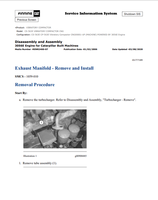 Caterpillar Cat CS-563E Vibratory Compactor Service and Repair Manual PDF | S/N CNG