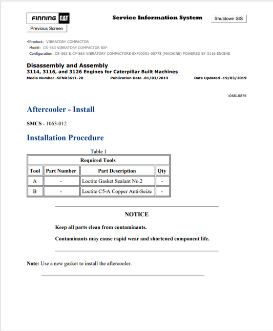Caterpillar Cat CS-563 Vibratory Compactor Service and Repair Manual PDF | S/N 8XF