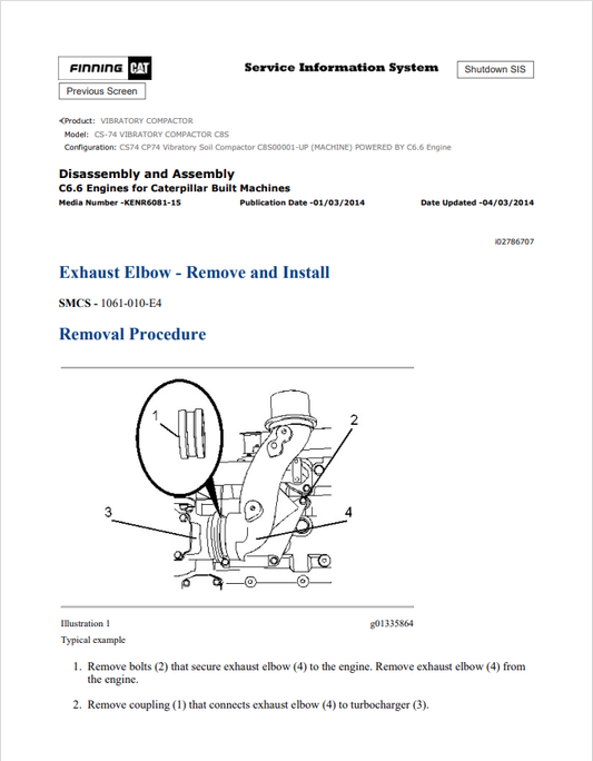 Caterpillar Cat CS-74 Vibratory Compactor Service and Repair Manual PDF | S/N C8S
