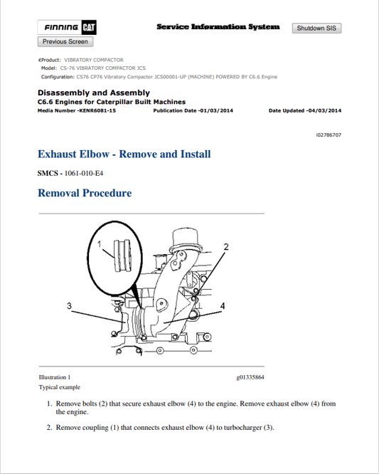 Caterpillar Cat CS-76 Vibratory Compactor Service and Repair Manual PDF | S/N JCS