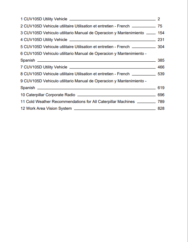 Caterpillar Cat CUV105D Utility Vehicle Operation and Maintenance Manual PDF | S/N GD5