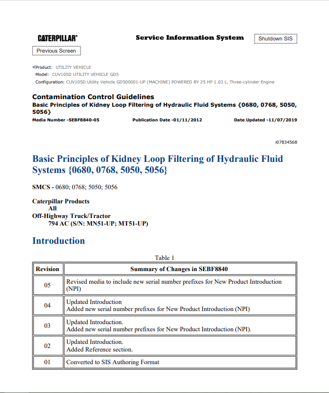 Caterpillar Cat CUV105D Utility Vehicle Service and Repair Manual PDF | S/N GD5