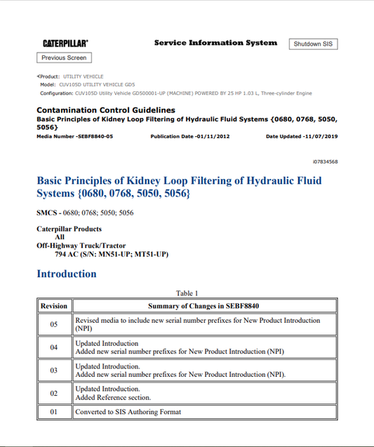 Caterpillar Cat CUV105D Utility Vehicle Service and Repair Manual PDF | S/N GD5