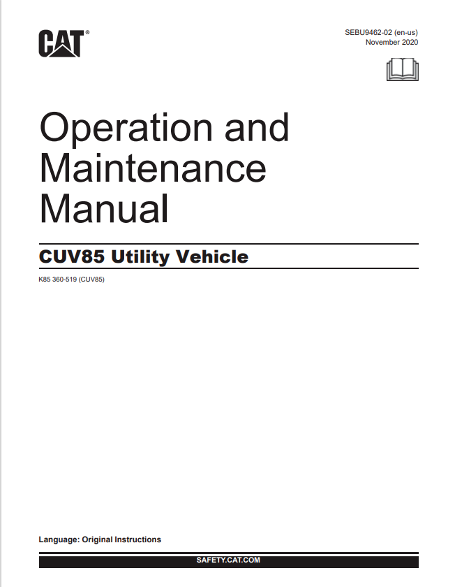 Caterpillar Cat CUV85 Utility Vehicle Operation and Maintenance Manual PDF | S/N K85
